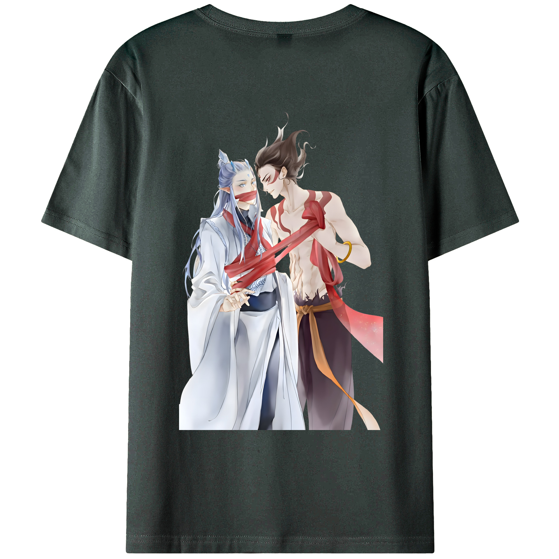 （画像用） Ne Zha 2 ナタ 魔童の大暴れ 綿100％ メンズ半袖Tシャツ（バックプリント） 通気性